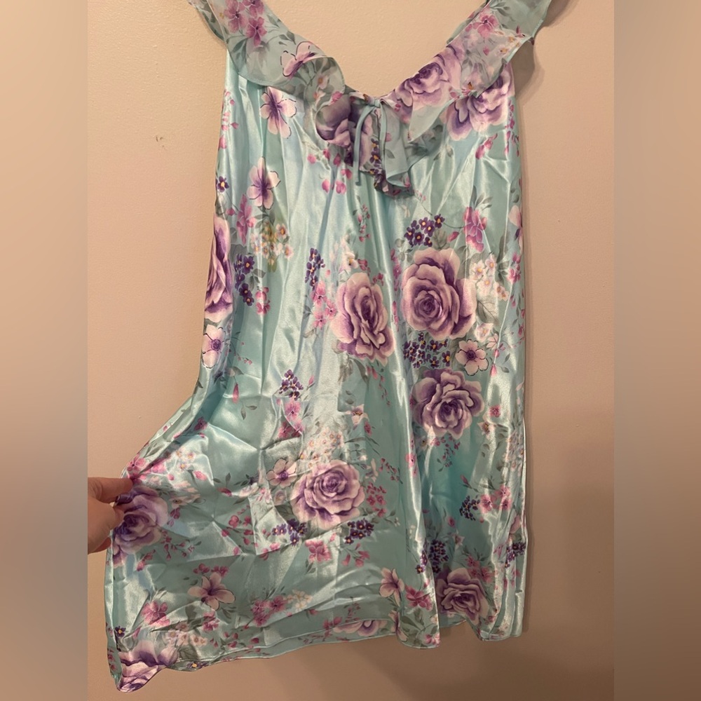 Morgan Taylor Vintage Floral Satin Slip Dress - Picture 5 of 8